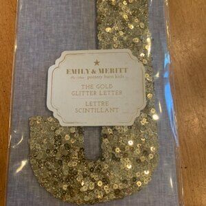Pottery Barn Emily & Meritt Gold Sequin Letter J - New